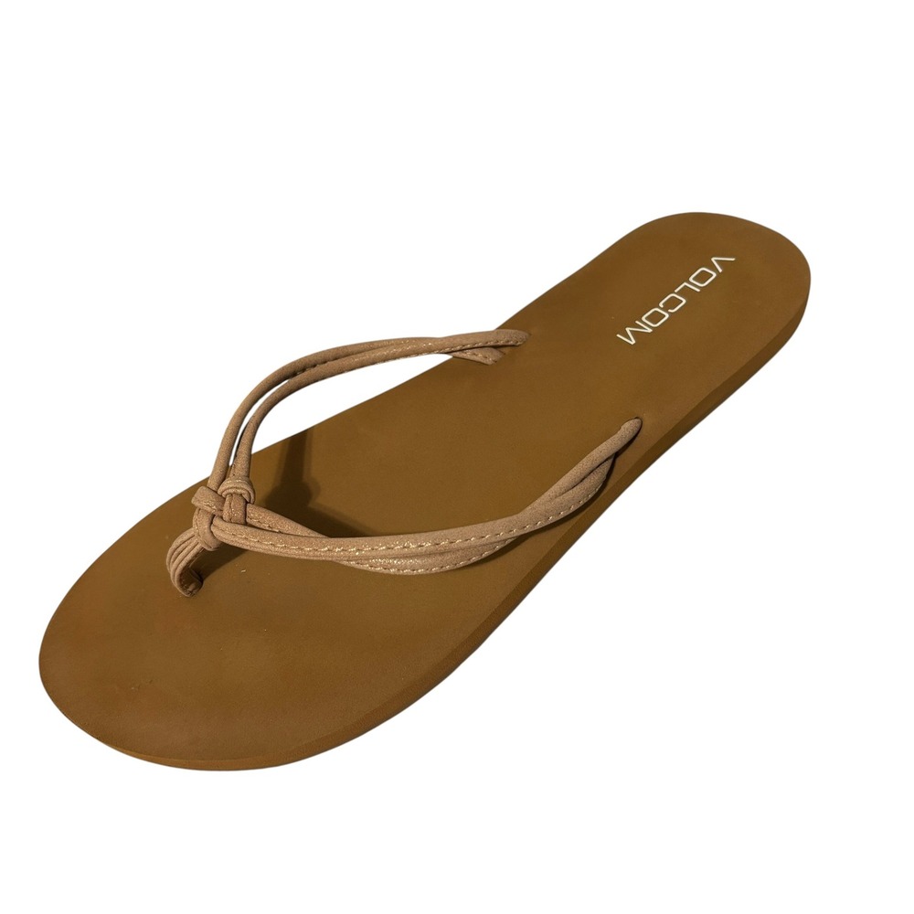 Volcom Women's Tan Forever & Ever ll Thong Flip Flop Sandals Sz 9 Knotted Strap